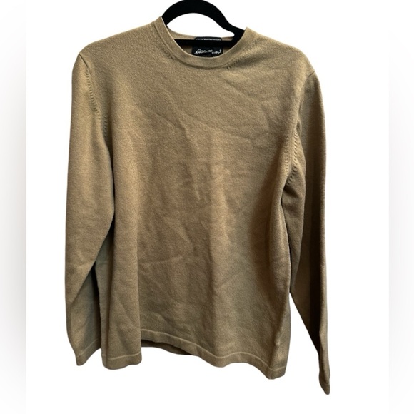 ITALIAN MERINO WOOL EDDIE BAUER  stretch women's taupe sweater large tall EUC - Picture 1 of 9